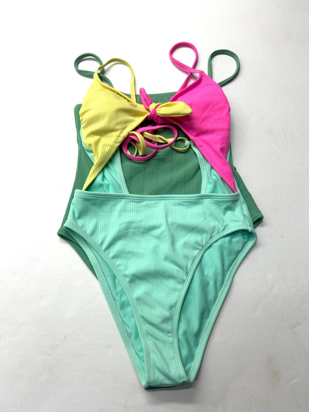 Billabong x Salty Blonde Sunset Rib Swimsuit in Mint Green High Leg - Picture 12 of 12